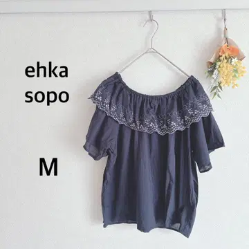 에카 소포 ehka sopo 반팔 셔츠 티셔츠 네이비 자수 M