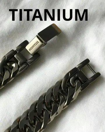 빈티지 TITANIUM 티타늄 목걸이 실버 그레이 초와이드