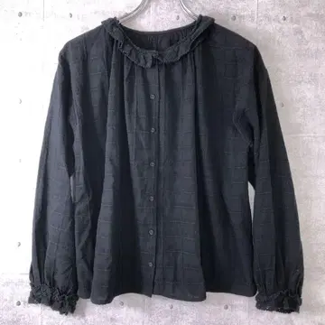 Samansa Mos2 레트로 걸리시 컨트리 레이스 옷깃 긴팔 블라우스