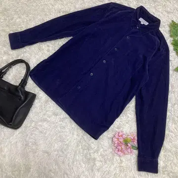 새상품급 유나이티드 애로우즈 긴팔 셔츠 네이비 얇은 코듀로이 남성용 L