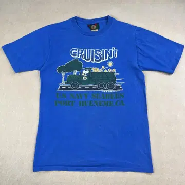 90s 티셔츠 스누피 NS NAVY SEABEES 블루 레어