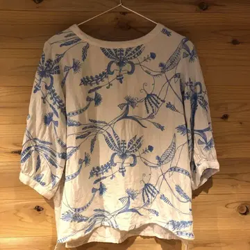 cenefa 자수 오분 소매 튜닉
