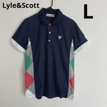 Lyle&Scott 남성용 반팔 피케 셔츠 네이비 L 골프 사이드 절개