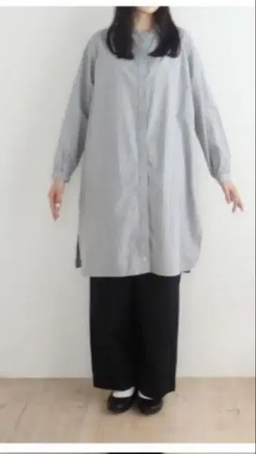 오로네 긴팔 셔츠 원피스 화이트