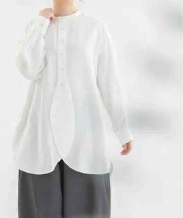 nop de nod 밴드 카라 린넨 튜닉 셔츠