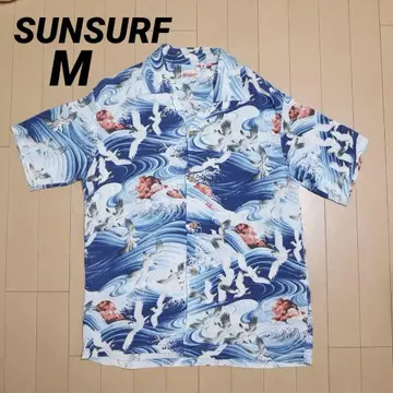 선서프 SUNSURF 도요 알로하 셔츠 레이온 일본풍 패턴 철새 M