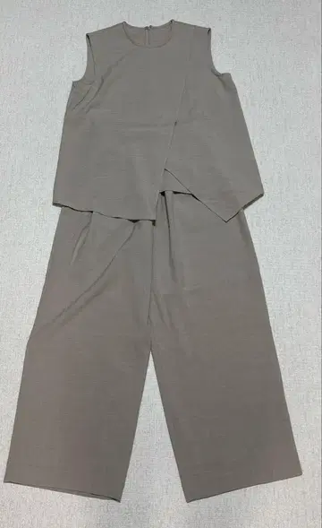for/c 린넨 라이크 비대칭 탑 와이드 팬츠 베이지 M