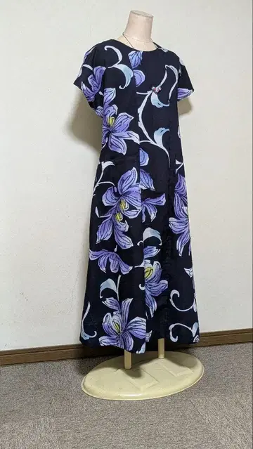 유카타 네이비 나염 기모노 리메이크 롱 원피스 610