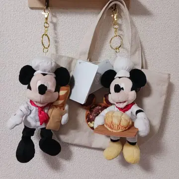 MICKEY'S BAKERY 봉제 인형 키체인 토트 3개 세트