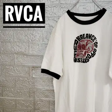 루카 RVCA 스컬 디자인 구제 의류 트림 티셔츠 화이트 L