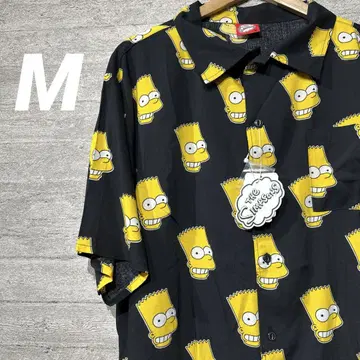 미사용 새상품 심슨 반팔 셔츠 올 패턴 레이온 M