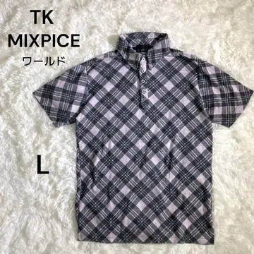 TK MIXPICE 다케오 키쿠치 체크 반팔 피케 셔츠 월드 L 핑크
