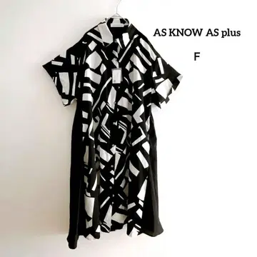 AS KNOW AS plus 기하학 패턴 셔츠 원피스 F 사이즈 택 포함