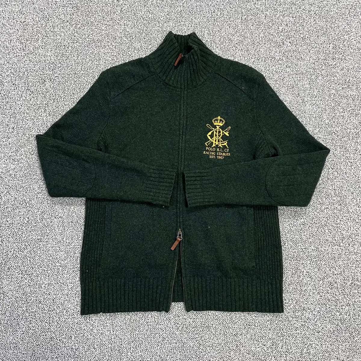 [M] Polo Ralph Lauren RL Applique Chief Keyf Wool Knit Zip-Up Jacket 0428H