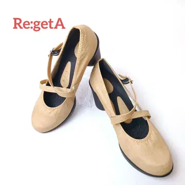 Re:getA GLAMOROUS 가죽 LL 베이지 샌들 크로스 벨트