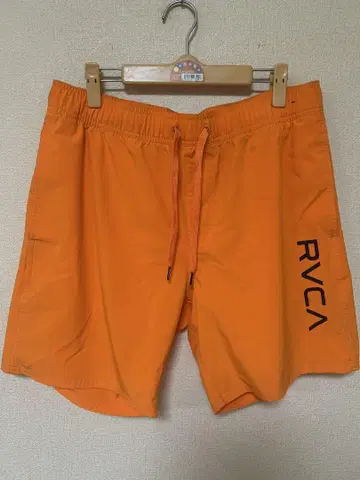 RVCA 루카 남성용 오렌지 나일론 숏 팬츠 L 사이즈