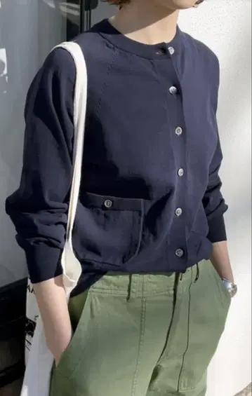Spick & Span ICECOTTON 크루넥 가디건