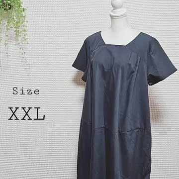 2XL 네이비 블루 반팔 롱 원피스