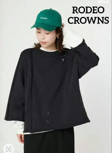 RODEO CROWNS 워시 데미지 맨투맨