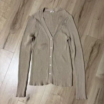 이에나 가디건 베이지 리브 소재