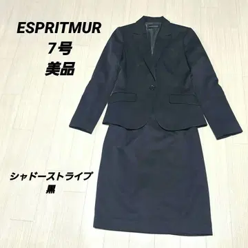 새상품급 에스프리 뮬 스커트 수트 7호 S 다크 그레이 스트라이프 봄