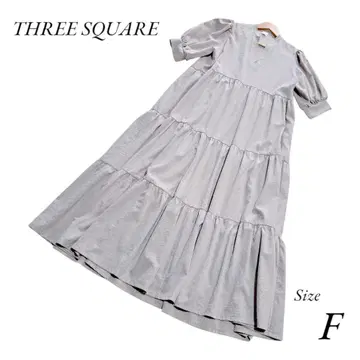 THREE SQUARE 플레어 원피스 티어드 볼륨 맥시 길이