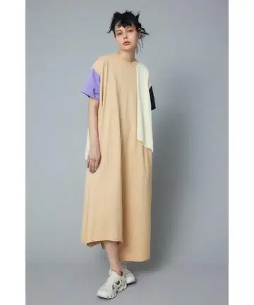 헤린 도트 사이 레이어드 드레스/레이어드 드레스 티셔츠 원피스