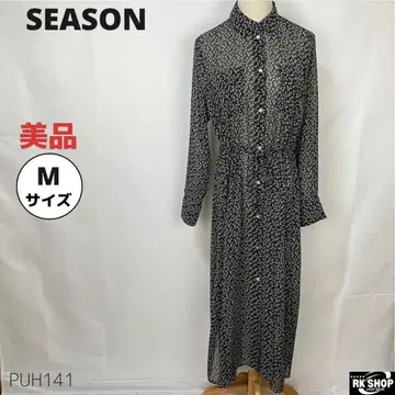 새상품급 SEASON 타카시마야 셔츠 원피스 꽃무늬 시어 M 블랙