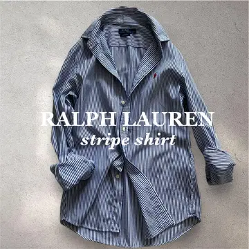Ralph Lauren 스트라이프 셔츠 M 긴팔 블루 여성용