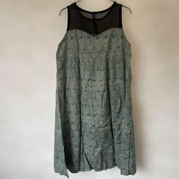 Somei er Miai 리버티 프린트 슬리브리스 깃털 패턴 원피스 F