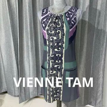 VIENNE TAM 비비안 탐 기하학 패턴 슬리브리스 원피스