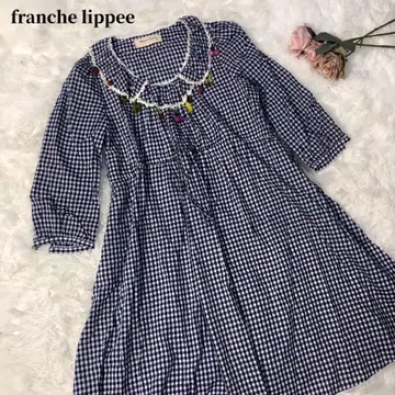 프랑슈리페 원피스 튜닉 체크 네이비 비즈