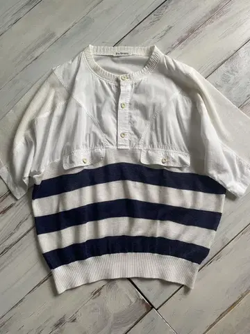 VINTAGE PIA SPORTS 반팔 셔츠 보더 니트