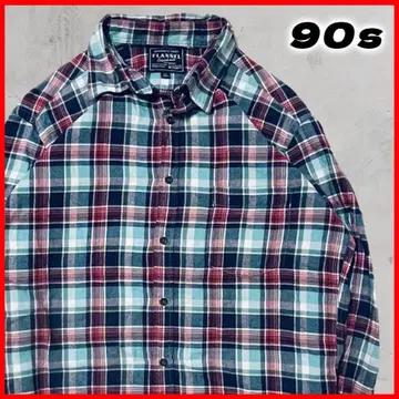 90's 남성용 체크 셔츠 XL 유니섹스 캐주얼 빨파