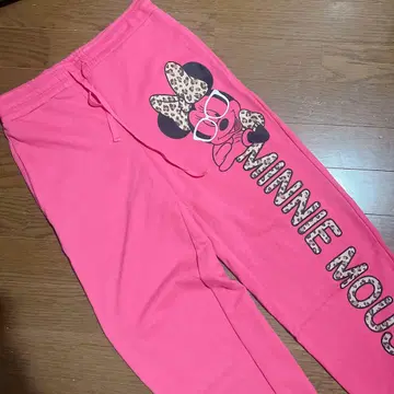 미니 레오파드 무늬 레오파드 맨투맨 팬츠 바지 핑크