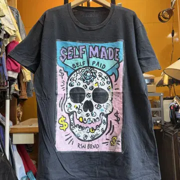 미국 빈티지 의류 SELF MADE 스컬 디자인 티셔츠