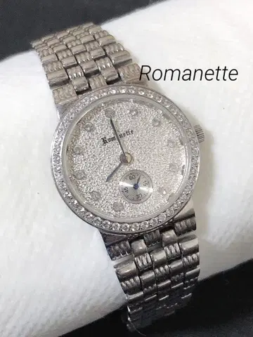 레어템 Romannette 다이아몬드 실버 고급 손목시계 작동품