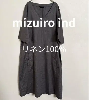 mizure-ind V넥 원피스 튜닉 린넨 100% Free