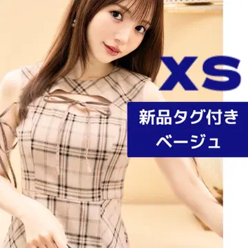 택 포함 새상품 프론트 오픈 체크 미니 원피스 XS 미셸 마카롱