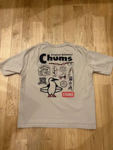 Chums 티셔츠 M 베이지 무라사키 스포츠 한정판