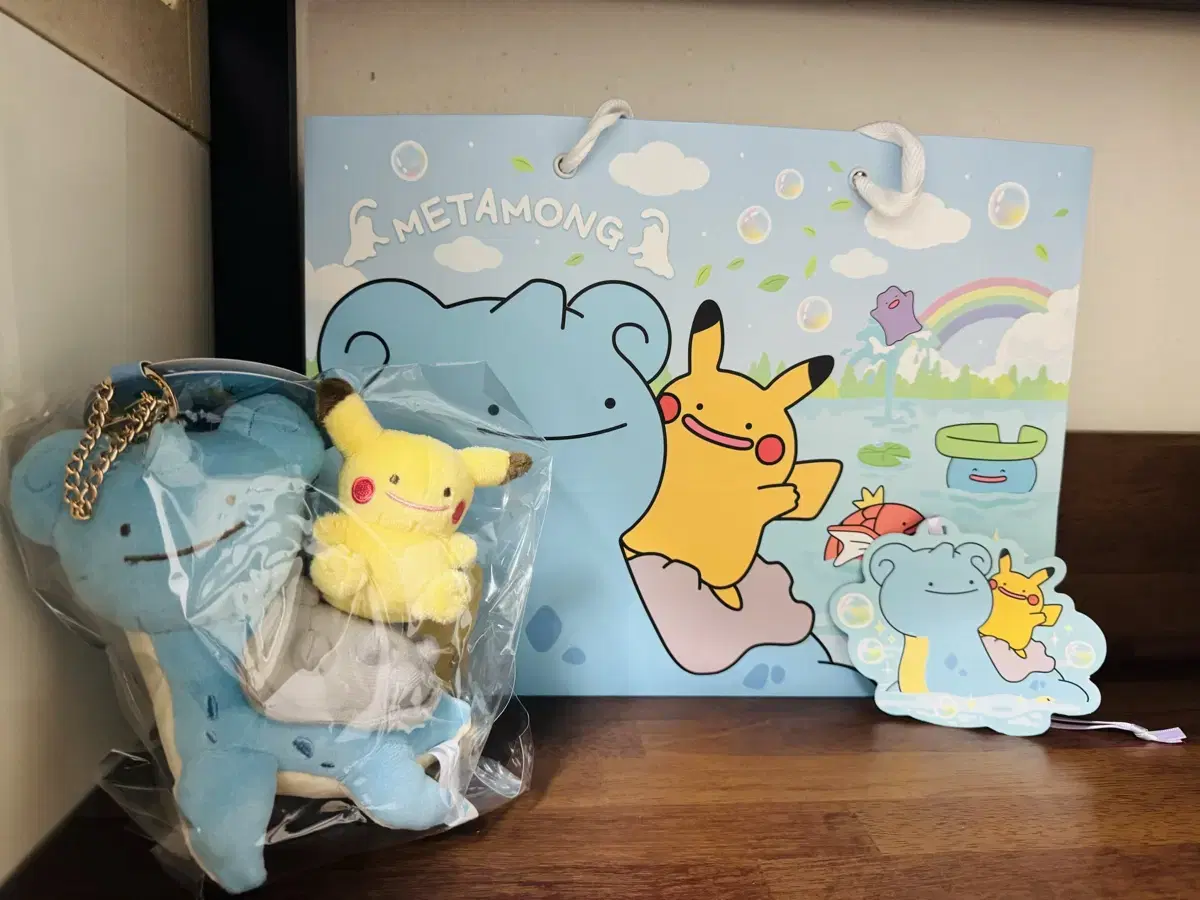 Pokémon Center Authentic Sealed Ditto Lapras Pikachu Doll Gimmick Shopping Bag Set