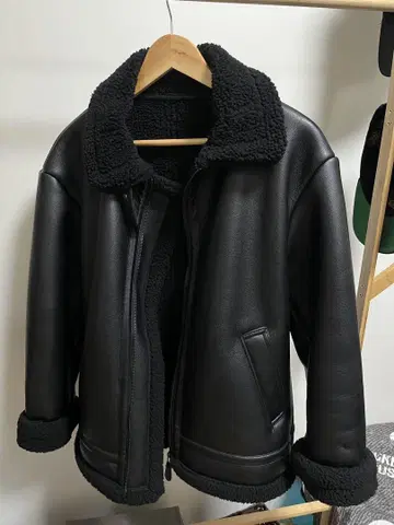 지유 인조 가죽 블루종