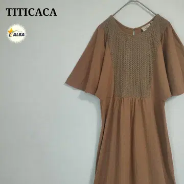 TITICACA 티티카카 원피스 플레어 슬리브 브라운 롱 기장