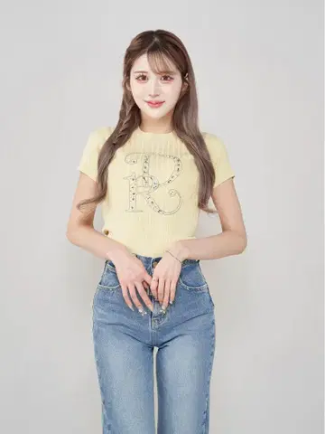 다리치 DR 비쥬 리브 니트 탑 YEL