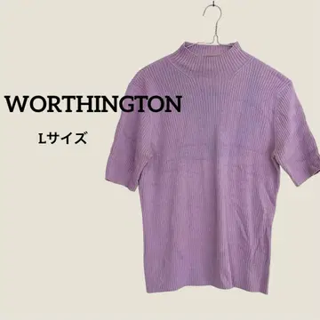 WORTHINGTON 퍼플 하이넥 반팔 스웨터 L