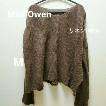 Mila Owen 브라운 니트 긴팔 풀오버 린넨 M