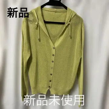 미사용 새상품 백화점 구매 봄/여름용 라임 그린 후드 부착 가디건