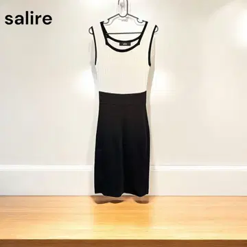 salire 슬리브리스 니트 원피스 화이트/블랙