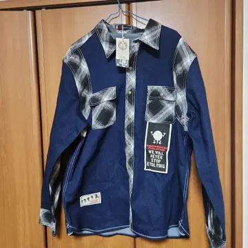 2XL 데님 자켓 체크 무늬