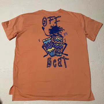 OFF BEAT 그래픽 티셔츠 오렌지 남성용 티셔츠 남성용 패션